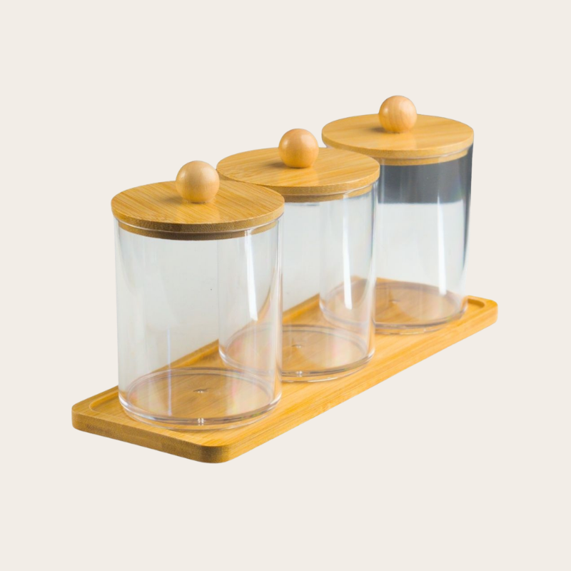 Set de Recipientes con Tapa de Bamboo x3