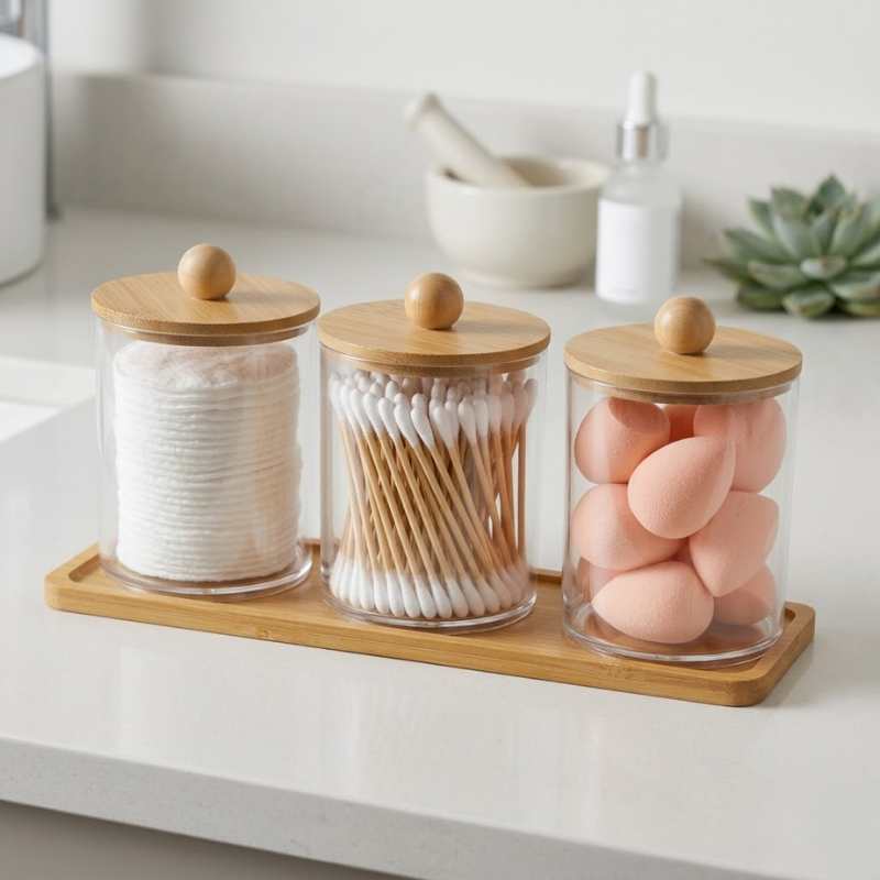 Set de Recipientes con Tapa de Bamboo x3