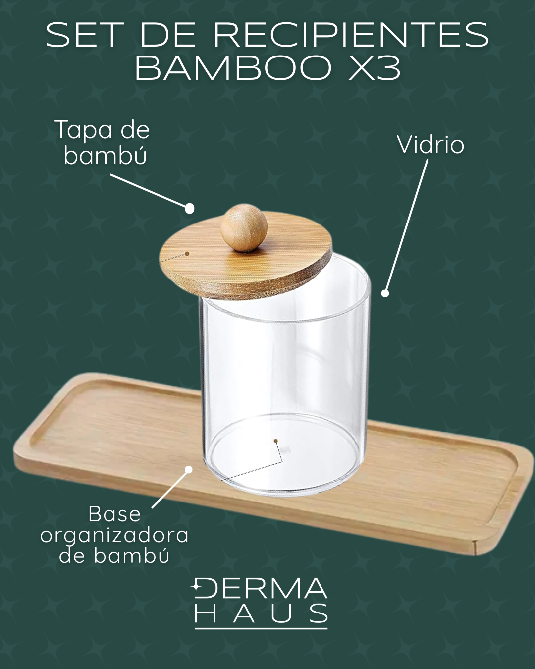 Set de Recipientes con Tapa de Bamboo x3