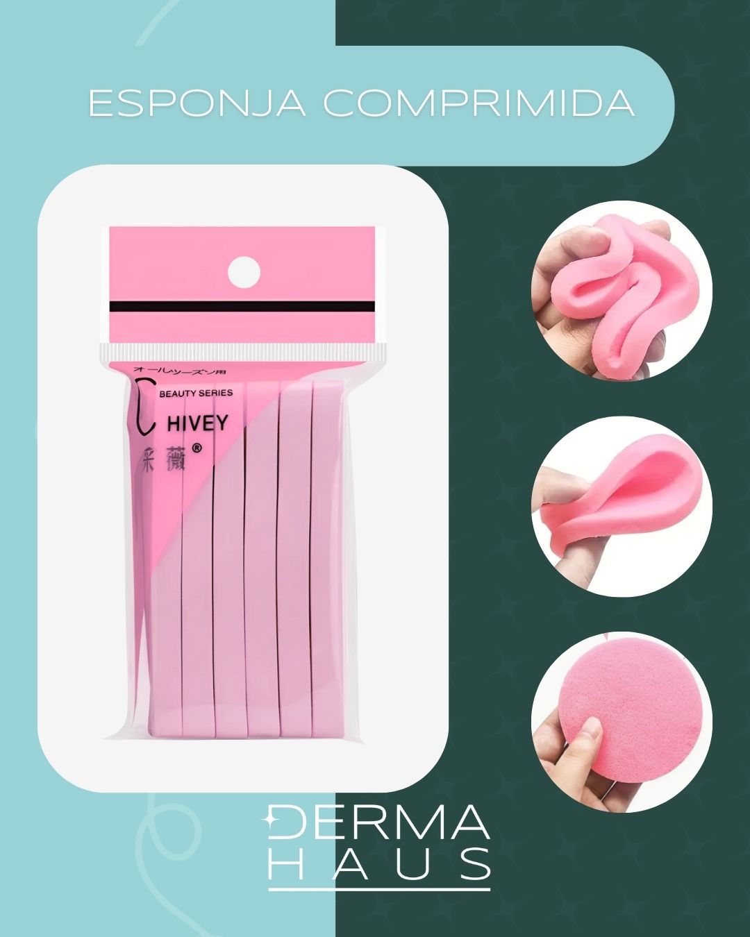 Pack X6 Esponja Comprimida Ideal Limpieza Maquillaje Piel