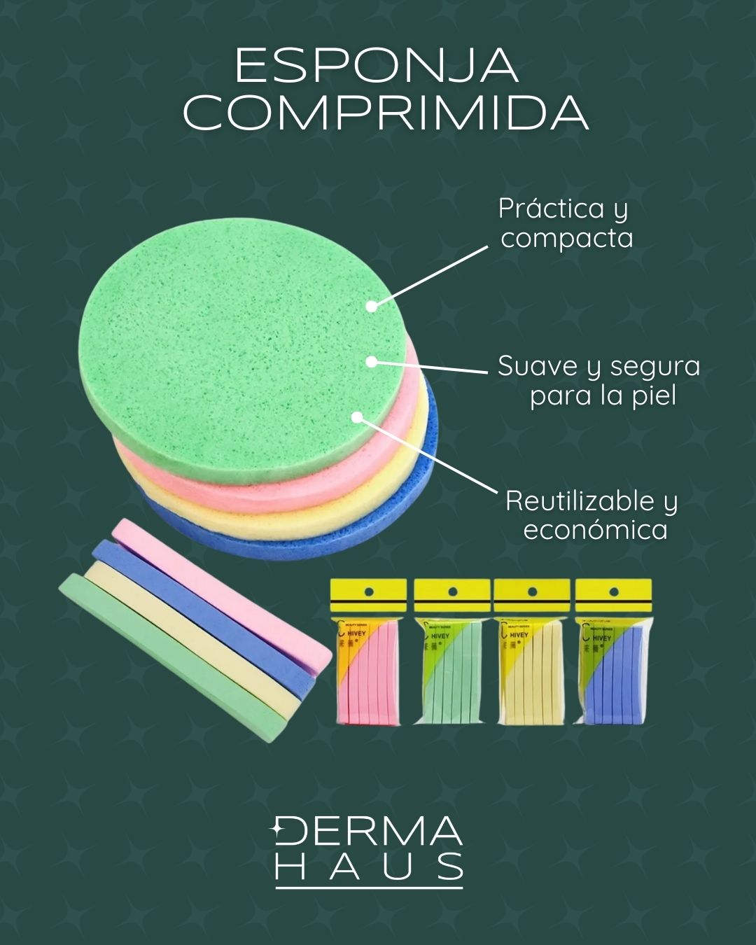 Pack X6 Esponja Comprimida Ideal Limpieza Maquillaje Piel